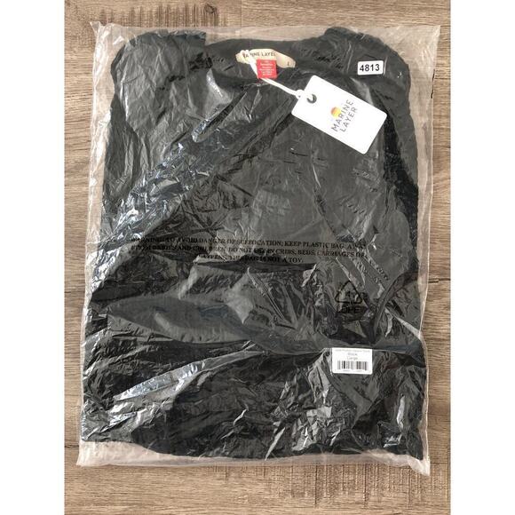 Marine Layer Jude Tank Top Ruffle Flutter Sleeve Crinkled Cotton Black NWT M - Picture 5 of 8